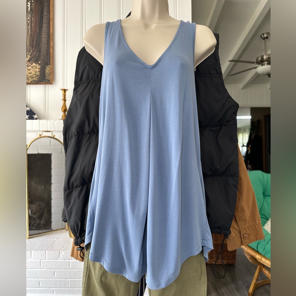 Soft Surroundings Light Blue V-Neck Tank Top